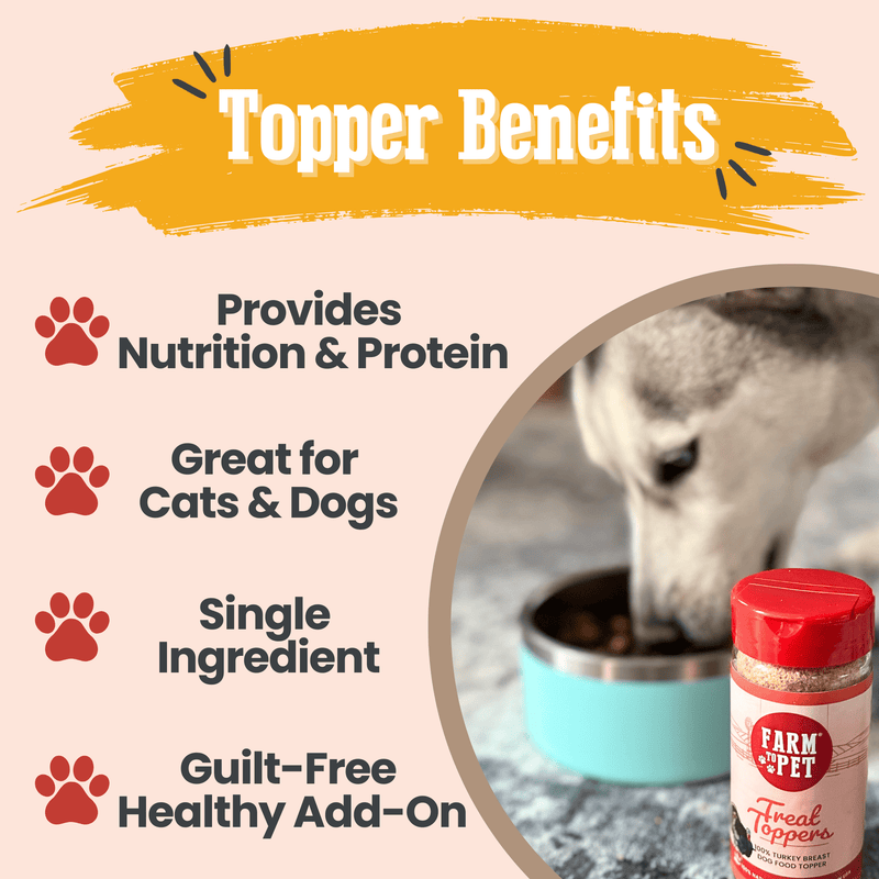Farm To Pet Treat Topper Turkey Dog Food Topper | Healthy Meal Supplement for Dogs Topper