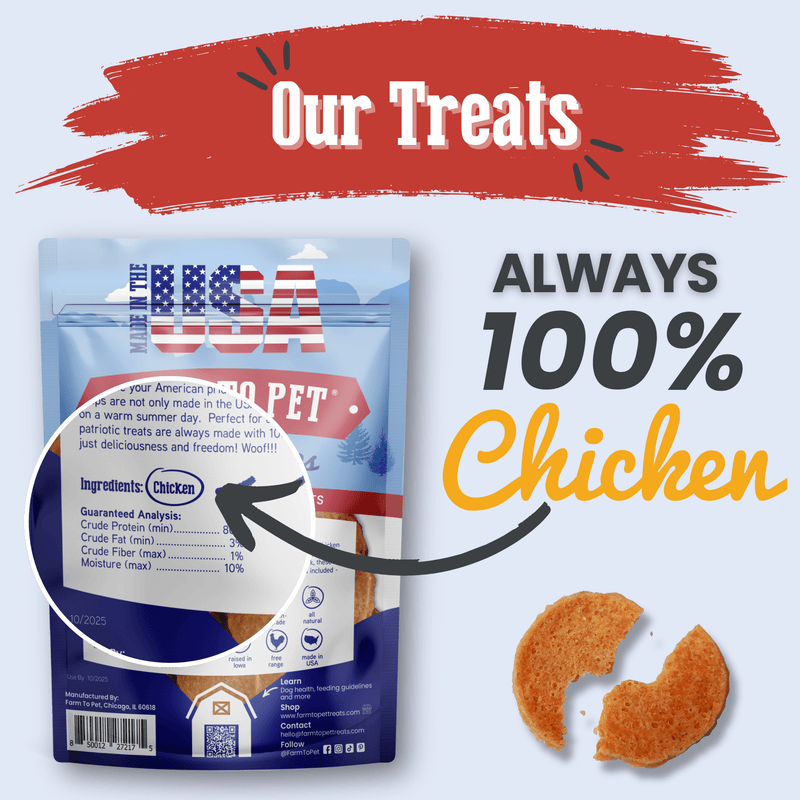 Farm To Pet Americana Chicken Chips for Dogs | Celebrate with USA-made Dog Treats Chip