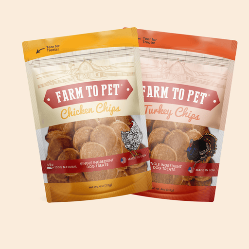 Farm To Pet Turkey & Chicken Chip Dog Treat Duo | Single-Ingredient Poultry Treats for Dogs Chip