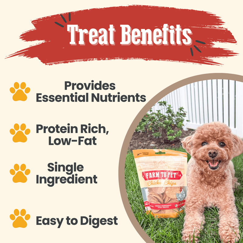 Farm To Pet Chicken Chips for Dogs | All-Natural Single-Ingredient Dog Treats Chip