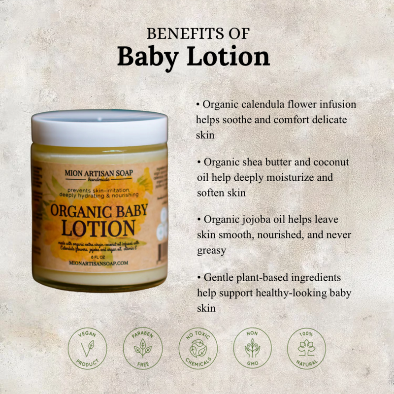 MION Artisan Soap Co. Organic Baby Lotion | Infused with Calendula Flowers Light Gray