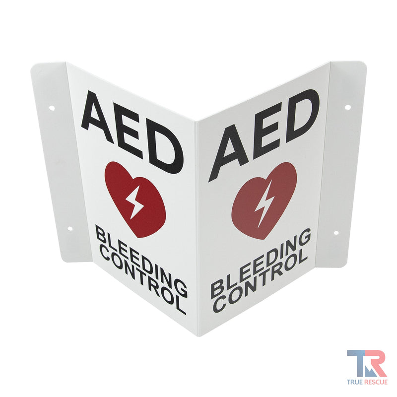 True Rescue Transforming AED / BC Wall Sign Bleeding Control Sign White Smoke