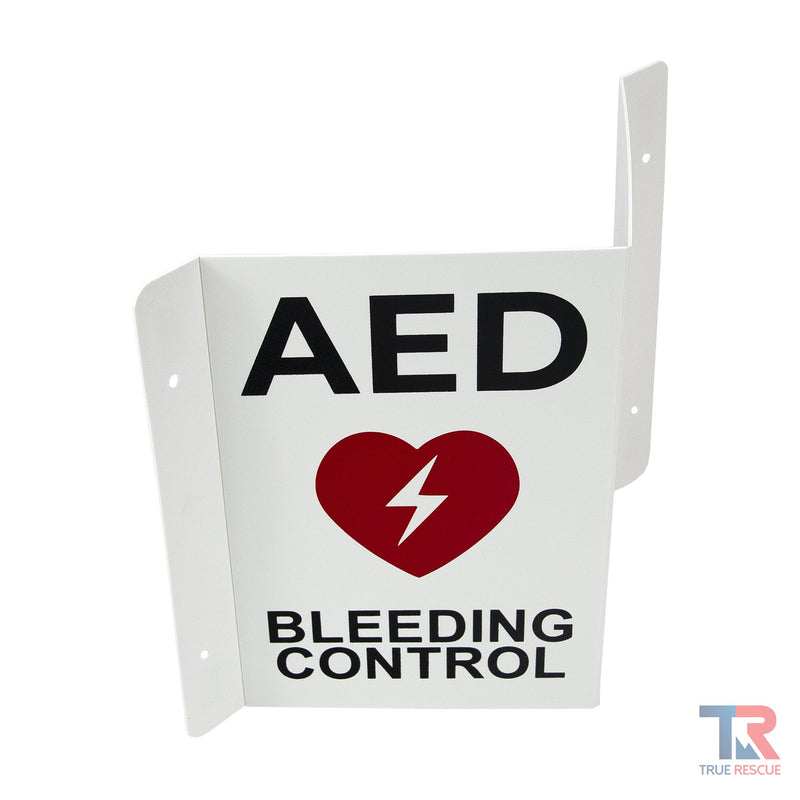 True Rescue Transforming AED / BC Wall Sign Bleeding Control Sign White Smoke