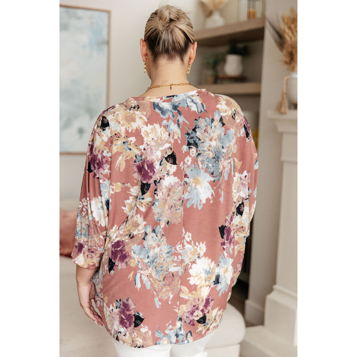 Float On Floral Top in Marsala