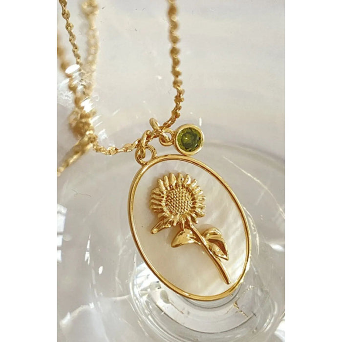 Flower Shell Pendant Copper Necklace