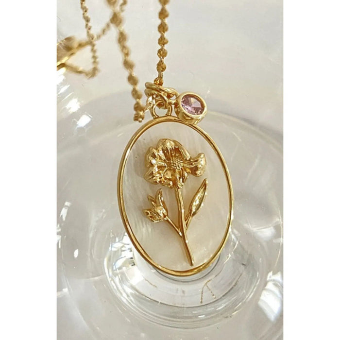 Flower Shell Pendant Copper Necklace