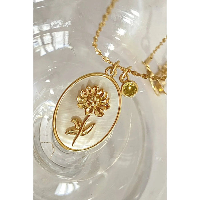 Flower Shell Pendant Copper Necklace