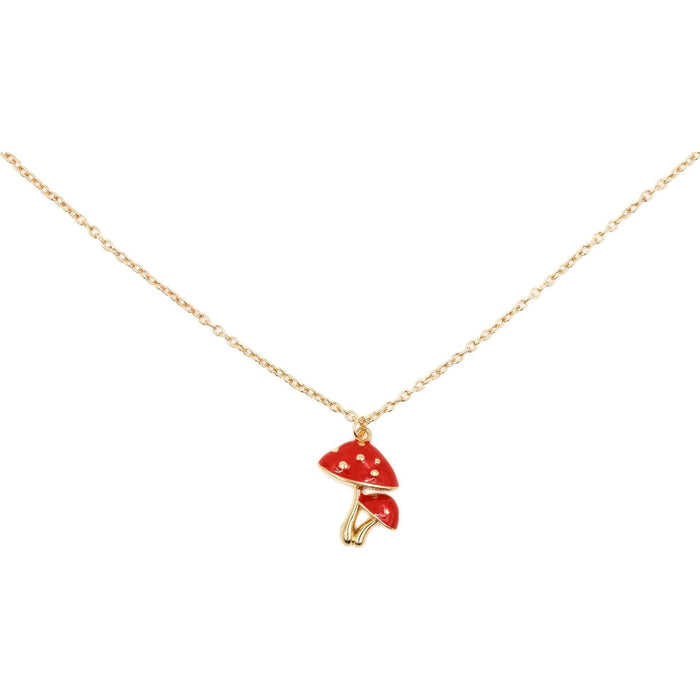 The Bullish Storeforestcore Toadstool Mushroom Charm Necklace In Gold In A Gift Box