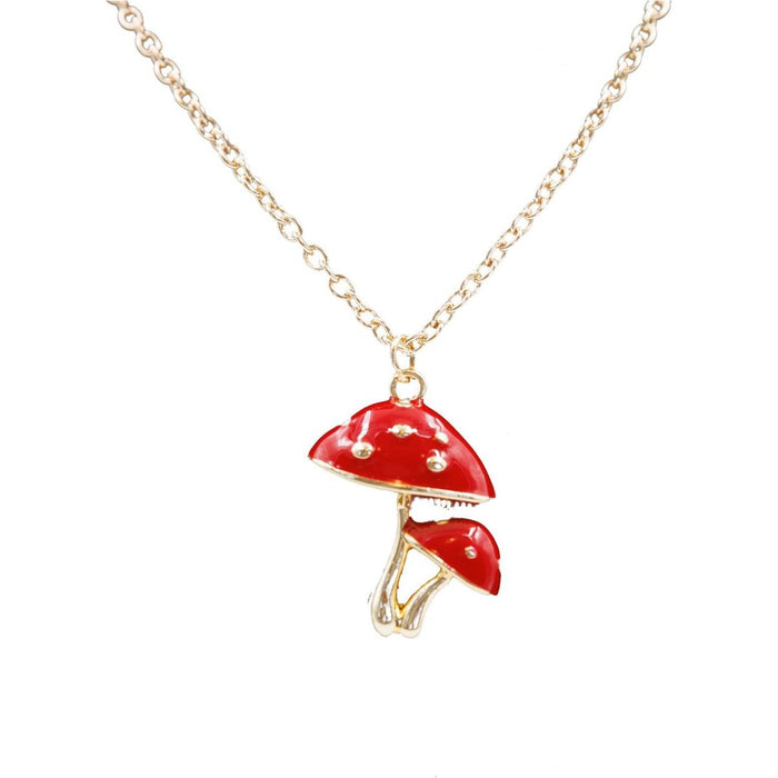 The Bullish Storeforestcore Toadstool Mushroom Charm Necklace In Gold In A Gift Box