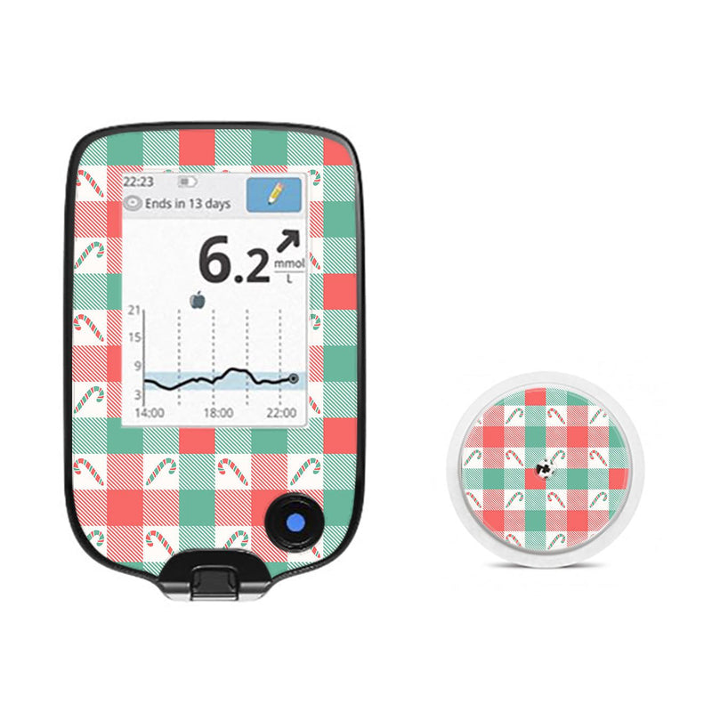Peelz Peppermint Plaid Freestyle Libre 2 Sticker - Pump Peelz Peelz/Stickers