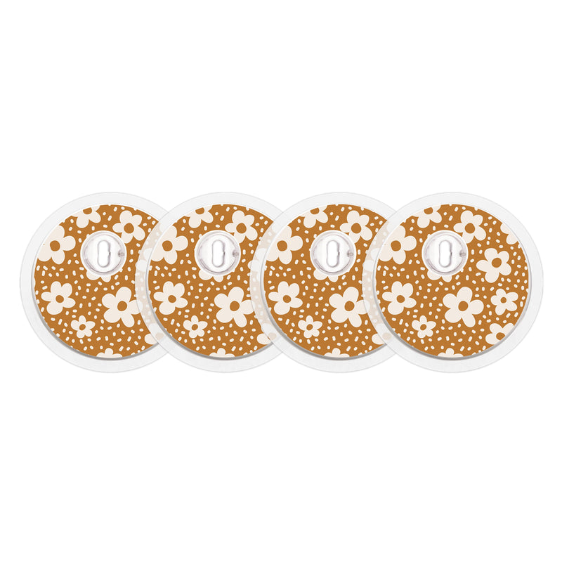 Peelz Caramel Daisies FreeStyle Libre 3 Plus & Lingo  Sensor Sticker - Pump Peelz Peelz/Stickers