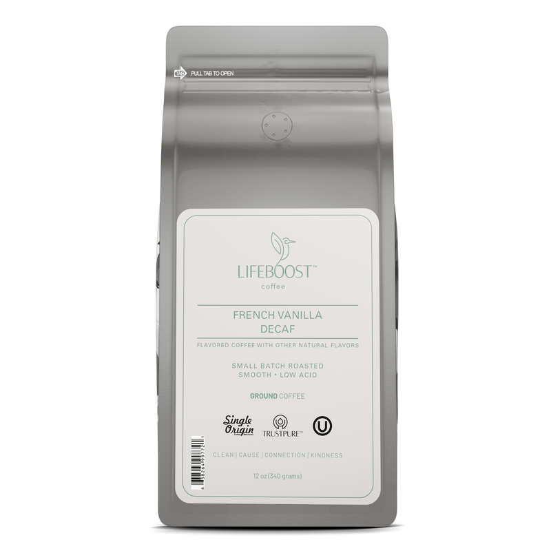 Lifeboost Coffee French Vanilla Decaf Decaf Roast Light Gray Ground / 1