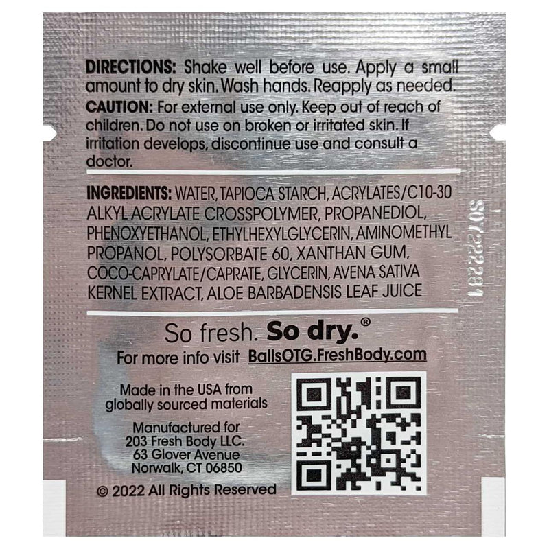 Fresh Body FB® Fresh Balls "On-The-Go" Lotion Packets for Men (Unscented) Deodorant