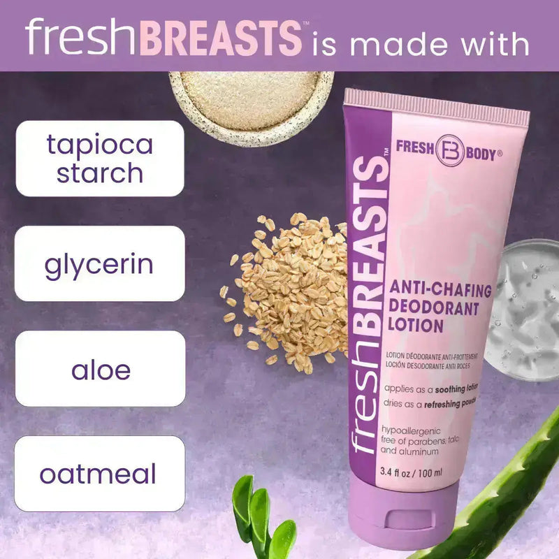 Fresh Body FB® Fresh Butt Powder 6oz & Fresh Breasts Anti-Chafing Cream 3.4oz [2 pc Bundle] Personal Care