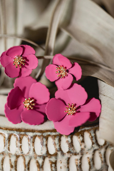 Fuchsia Floral Drop Earrings