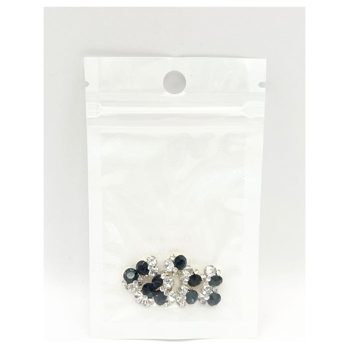 Queen - Nail Charms 10pc - #194 Gold Black & White Crystal Clusters