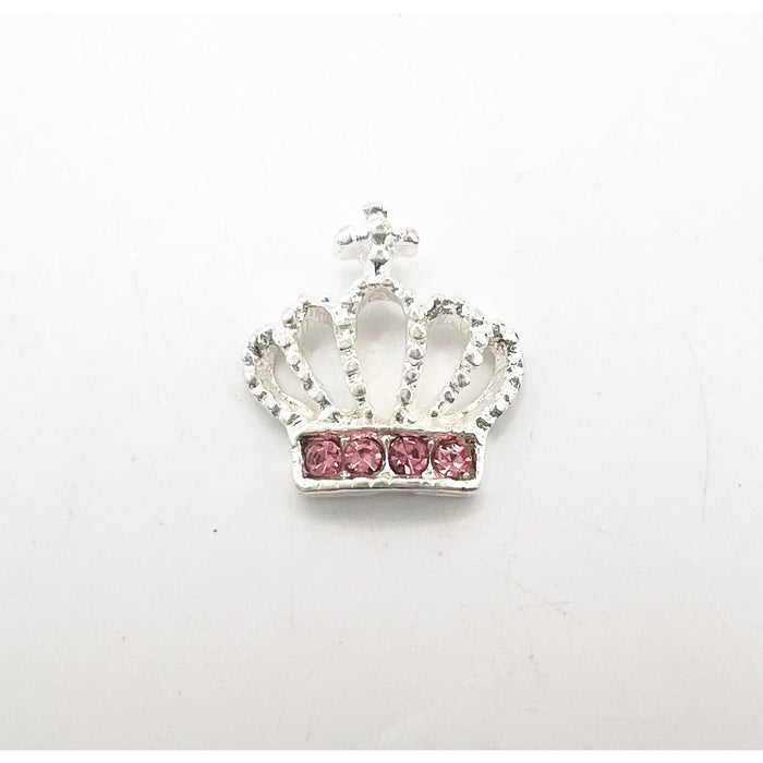 Queen - Nail Charms 10pc - #354 Silver Pink Crystal Crowns