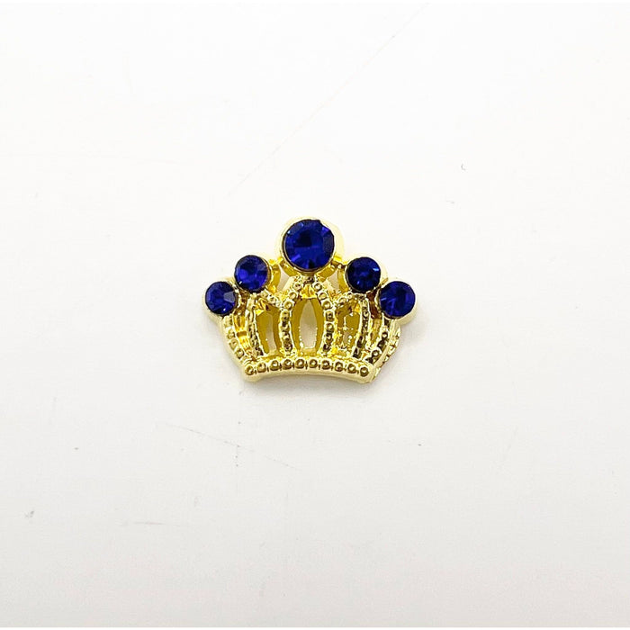 Queen - Nail Charms 10pc - #362 Gold Blue Stone Crowns