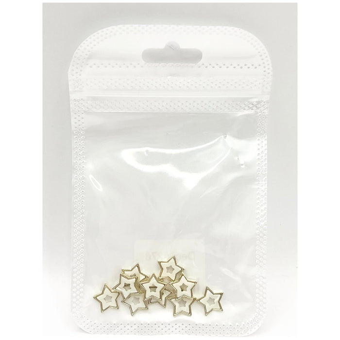 Queen - Nail Charms 10pc - #276 Gold White Stars