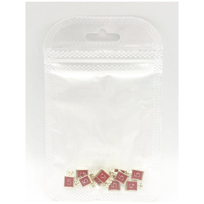 Queen - Nail Charms 10pc - #202 Gold Red “5” Bottles