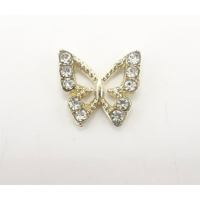 Queen - Nail Charms 10pc - #298 Gold Crystal Outlined Butterflies