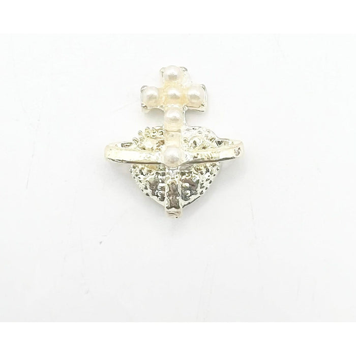 Queen - Nail Charms 10pc - #376 Gold Heart Pearl Crosses