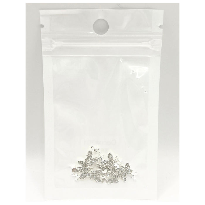 Queen - Nail Charms 10pc - #301 Silver White Crystal Butterflies with Mini