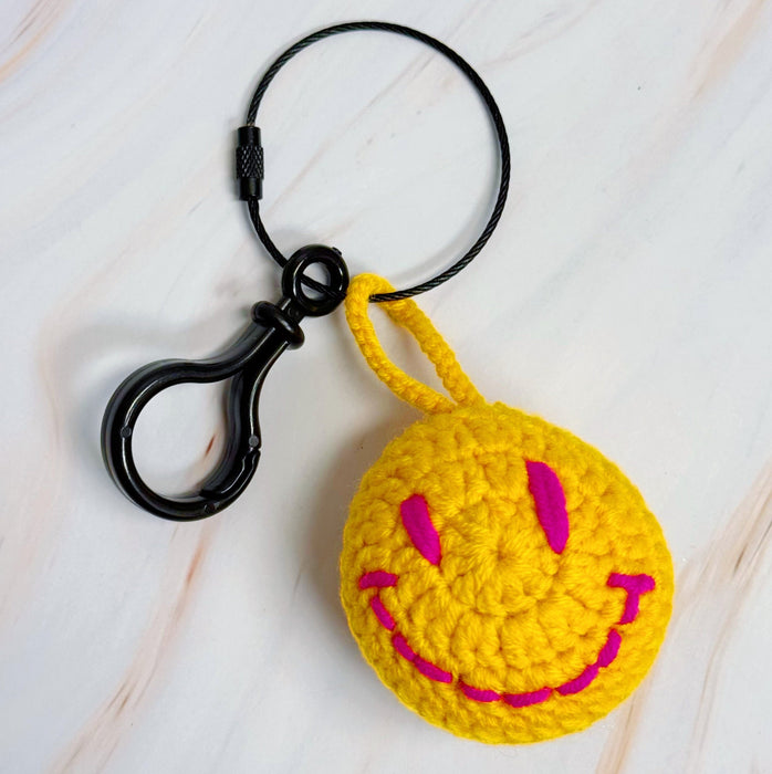 Happy Face Puffy Ball Key Ring