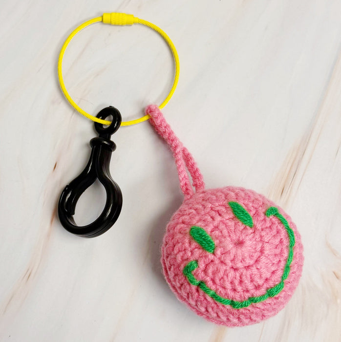 Happy Face Puffy Ball Key Ring