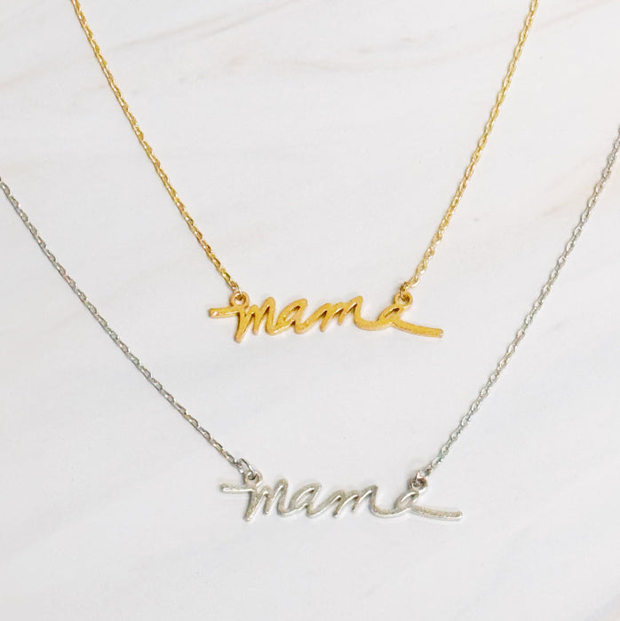 Mama Script Necklace