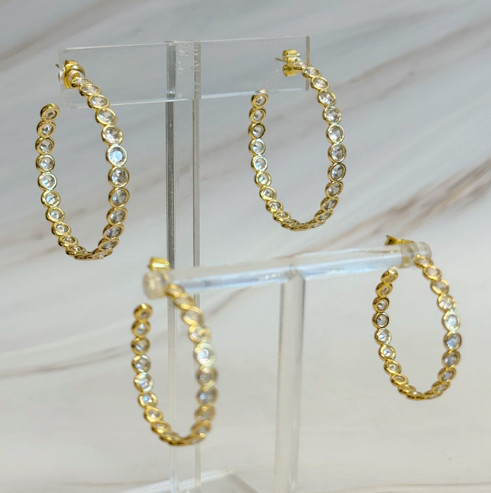 Floating Bezel Crystal Hoop Earrings