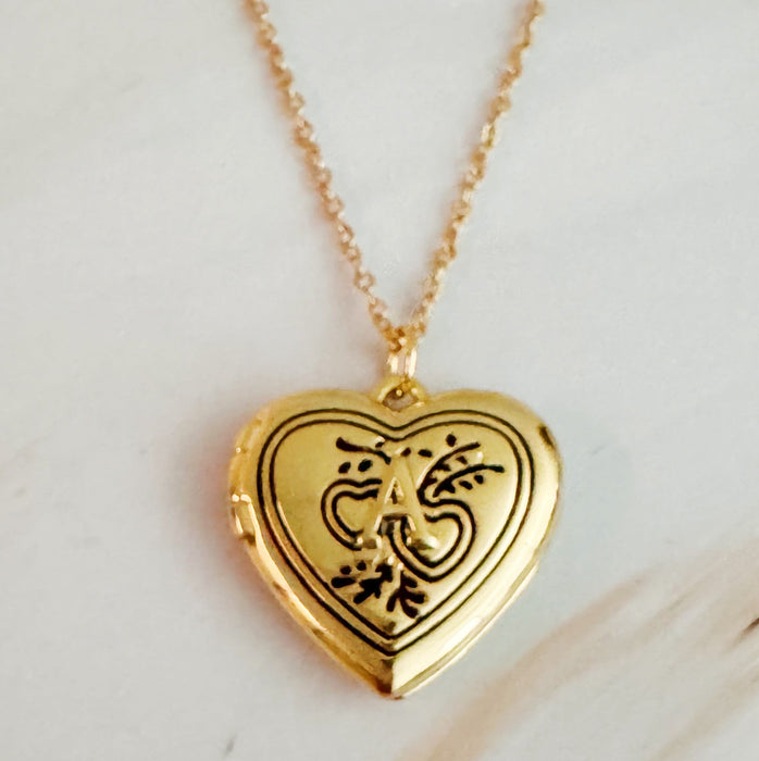 Nostalgic Heart Initial Open Locket Necklace