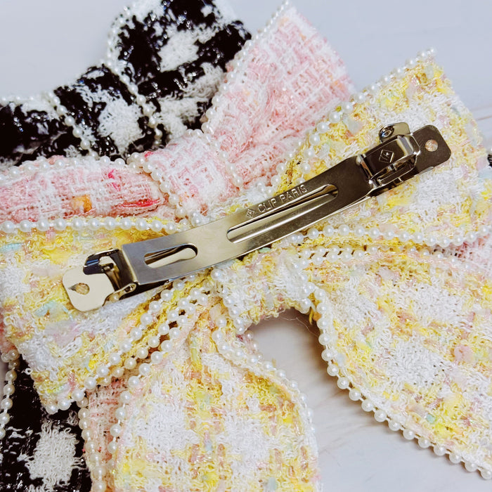 Soft Tweed Bow Hair Clip