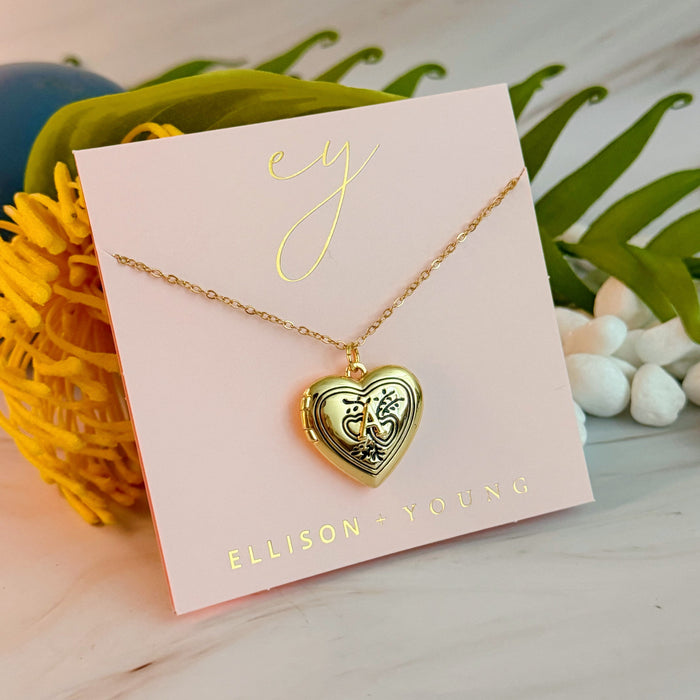 Nostalgic Heart Initial Open Locket Necklace