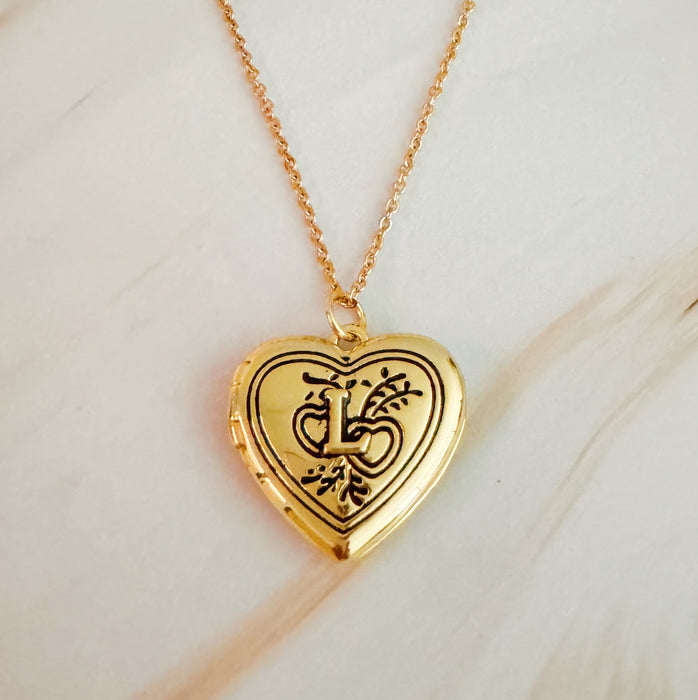 Nostalgic Heart Initial Open Locket Necklace