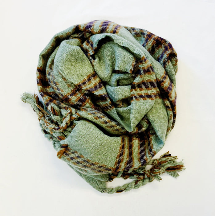 Braided Fringe Plaid Scarf