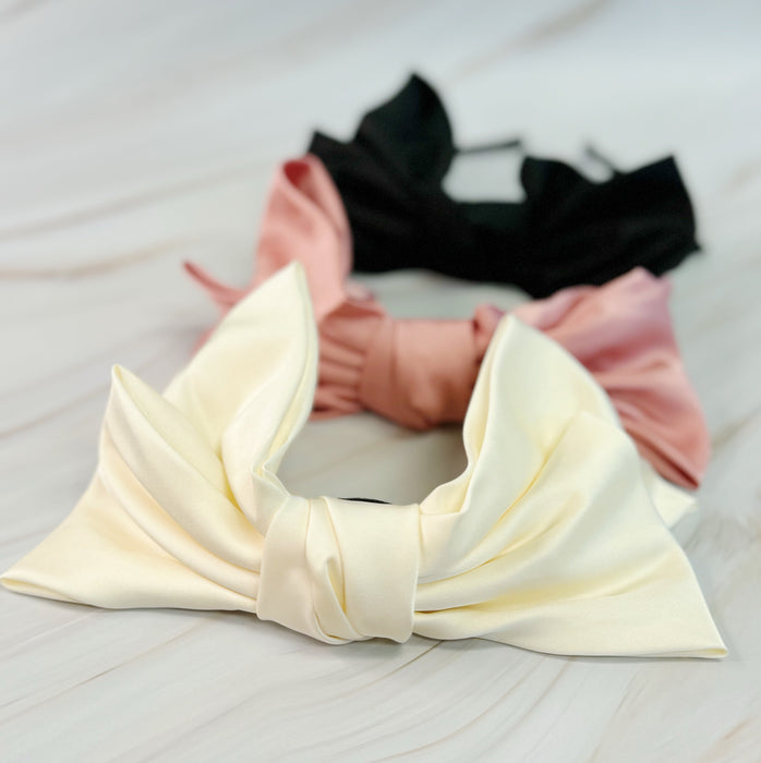 Satin Bow Crown Headband