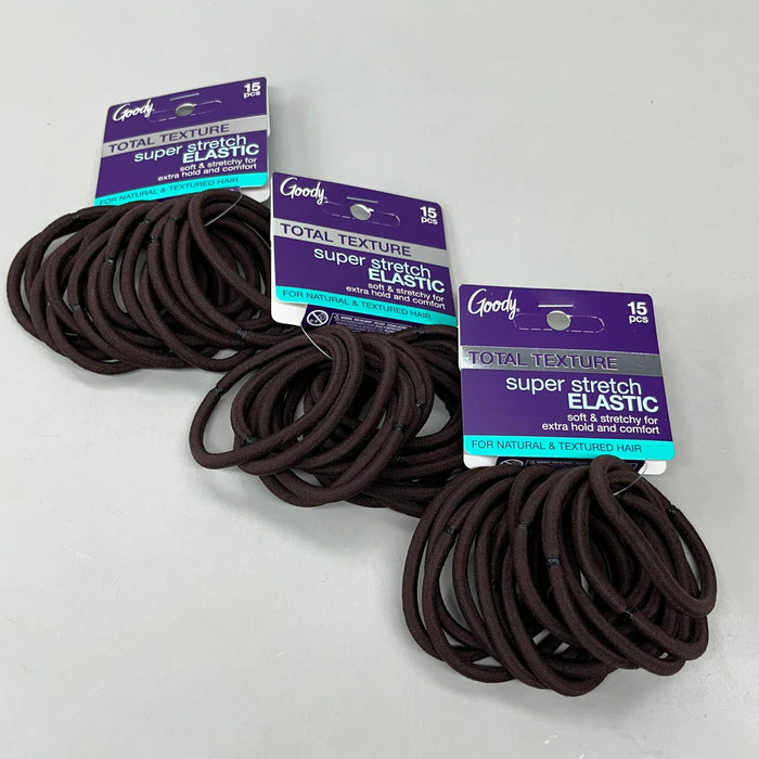 Paywut - Goody 3 Sets Of 15! Super Stretch Elastic For Natural/Thick Hair 45 Ct Brown 3001163 (New)