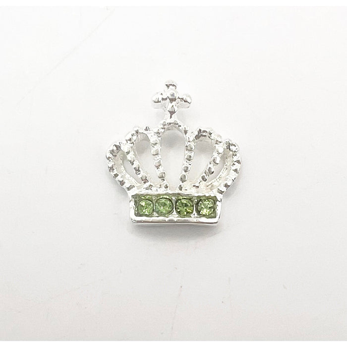 Queen - Nail Charms 10pc - #350 Silver Light Green Crystal Crowns