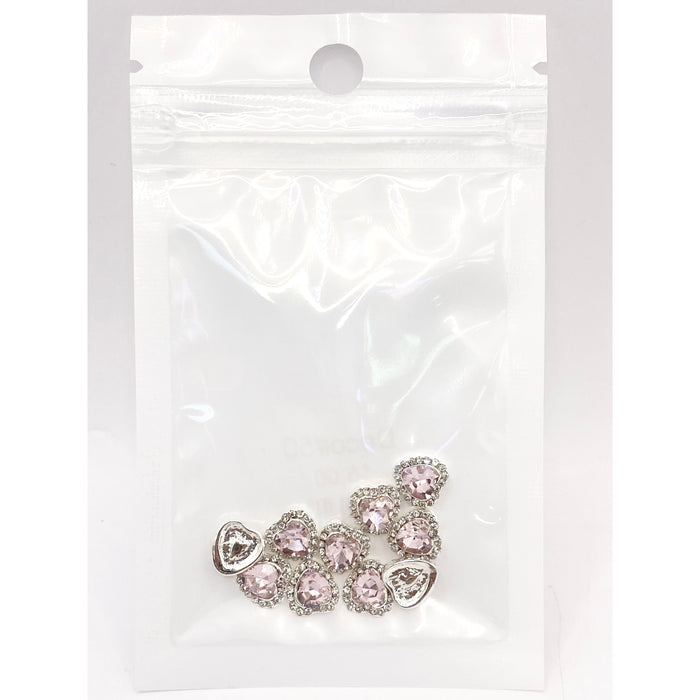 Queen - Nail Charms 10pc - #050 Silver Pink Hearts