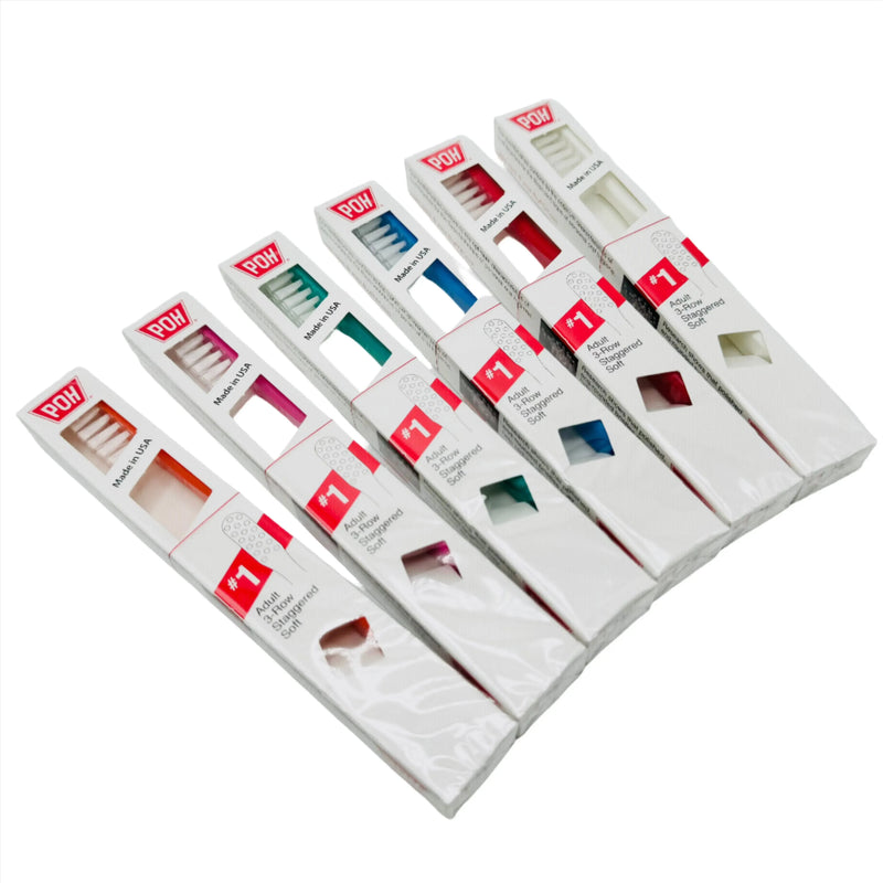 POH POH #1 Adult 3-Row Staggered Soft - Assorted Colors Adult Toothbrush