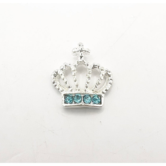 Queen - Nail Charms 10pc - #352 Silver Light Blue Crystal Crowns