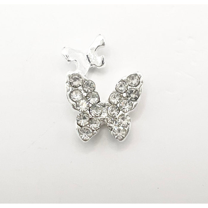 Queen - Nail Charms 10pc - #301 Silver White Crystal Butterflies with Mini