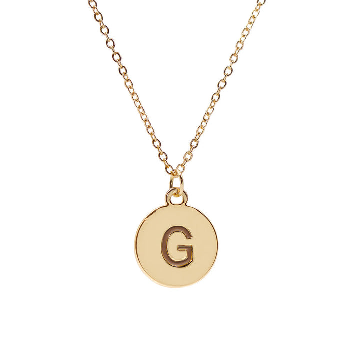 Gold-tone Adjustable Custom Initial Pendant Necklace with Genuine Crystal in Gift Box