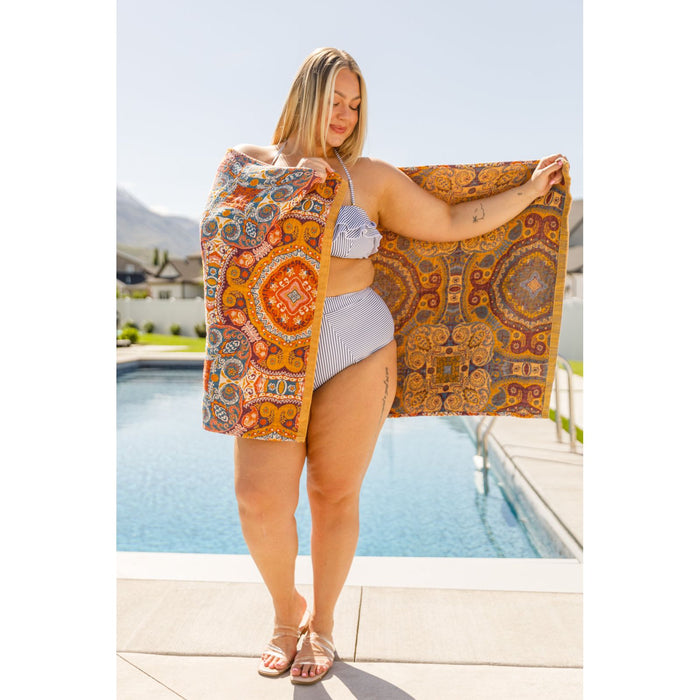 Luxury Beach Towel in Boho Medallions