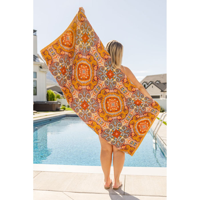 Luxury Beach Towel in Boho Medallions