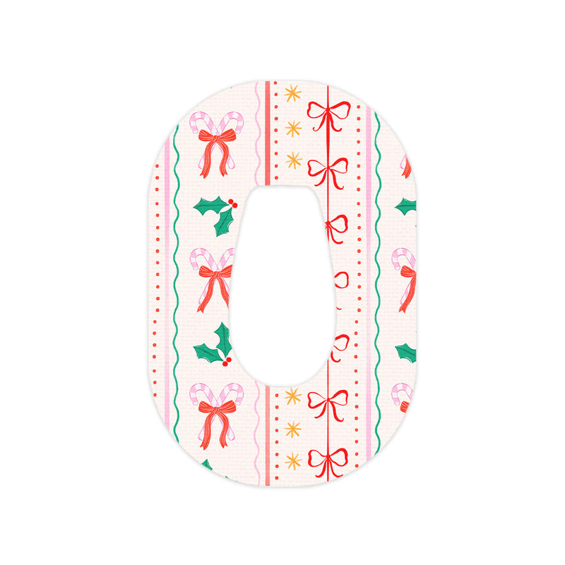 Peelz Holly Jolly Ribbon Dexcom G6 Patch Tape - Pump Peelz Patch Medical Tape