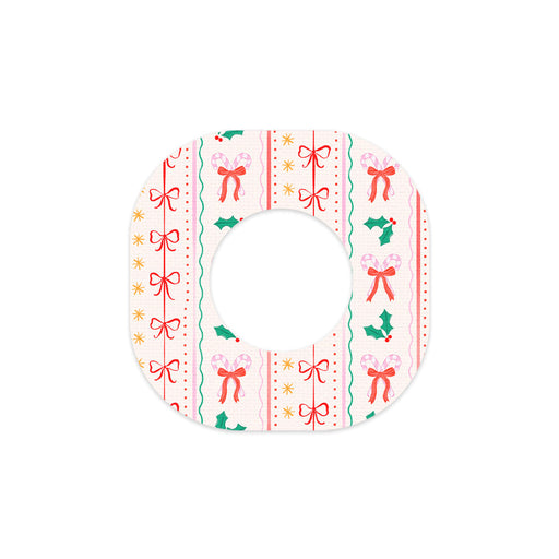 Peelz Holly Jolly Ribbon Dexcom G7 and Stelo Patch Tape - Pump Peelz Patch Medical Tape