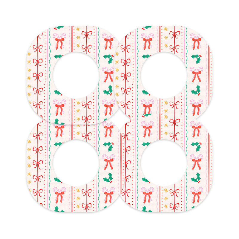 Peelz Holly Jolly Ribbon Dexcom G7 and Stelo Patch Tape - Pump Peelz Patch Medical Tape