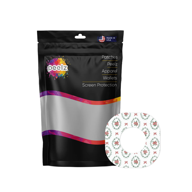 Peelz Poinsettia Parade Dexcom G7 and Stelo Patch Tape - Pump Peelz Patch Medical Tape